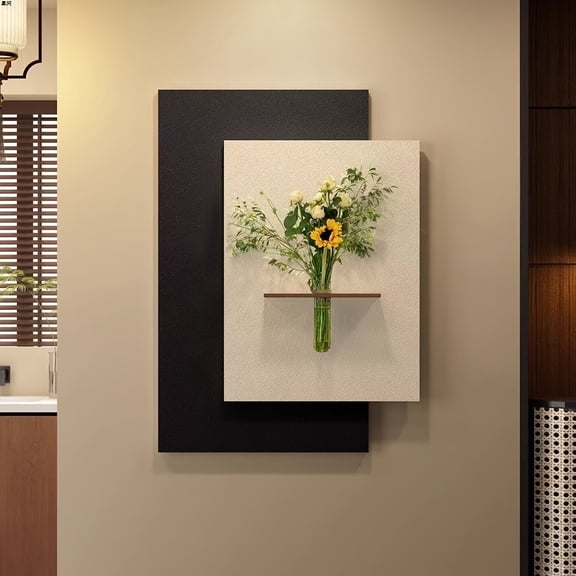 Textured Sandstone Floral Wall Art with Practical Hooks | Elegant Handcrafted Home Decor for Living Rooms or Bedrooms, Self-Adhesive Boho Style Rectangle Mural