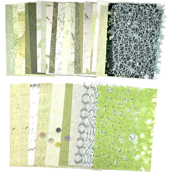 Textured Scrapbook Paper Mesh Fabric - Junk Journal Supplies Assorted Set 51 Sheets Mixed Scrapbooking Materials Boho Aesthetic Decoupage Paper for Crafts