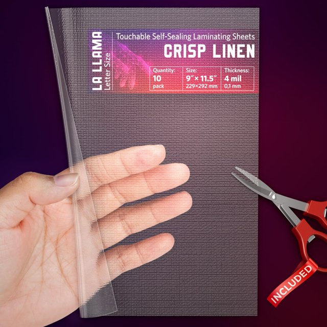 Textured Self Adhesive Laminating Sheets, Crisp Linen Finish, 9 x 11.5