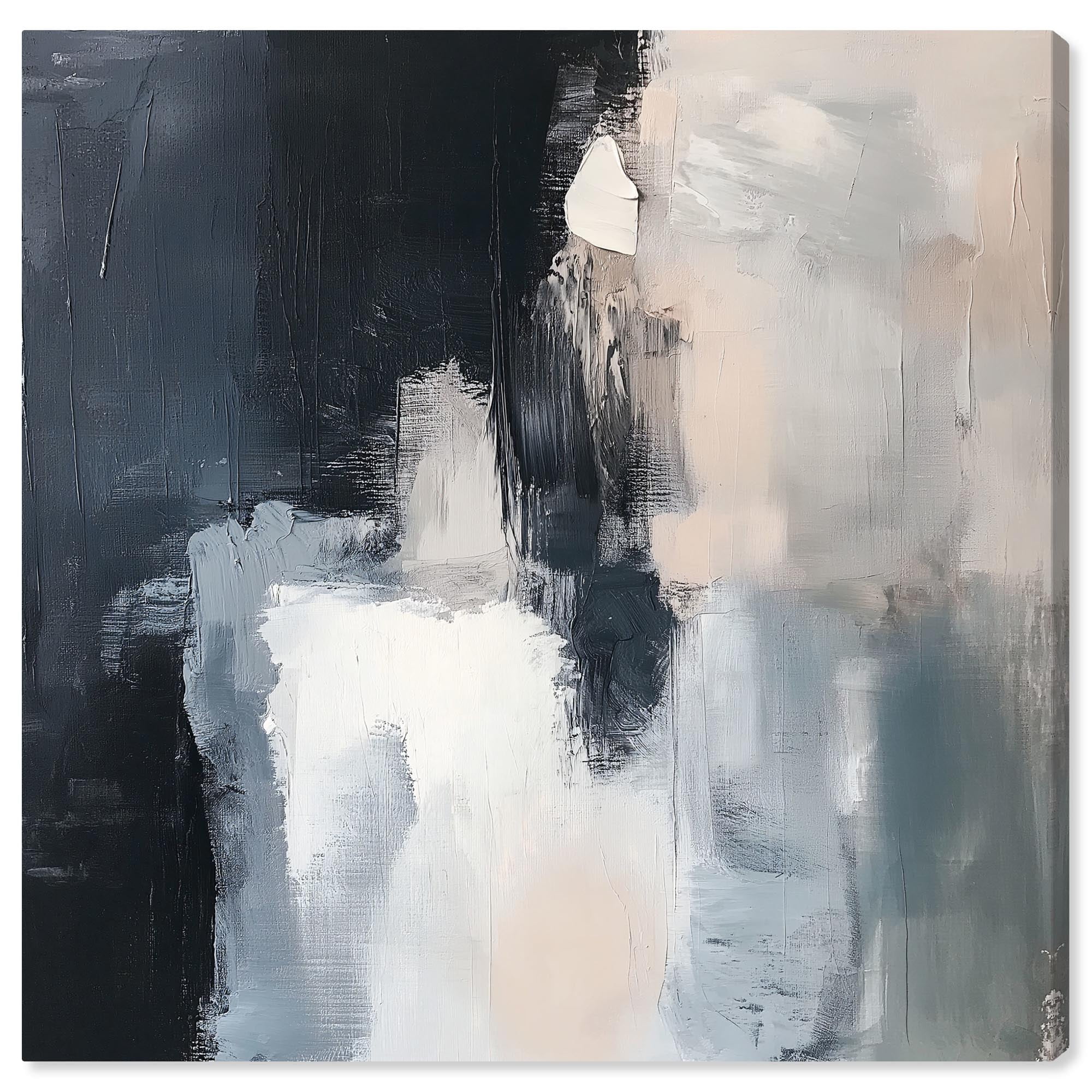 Textured Serenity Neutral Abstract Gallery Wrapped Canvas, 16" x 16"