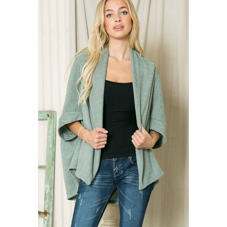 Textured top shawl cardigan