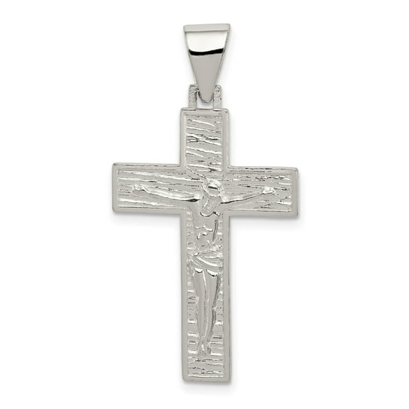 Textured Silver Crucifix Cross Pendant Necklace for Men and Women with Polished Christian Charm and Religious Symbol in Fine Spiritual Jewelry