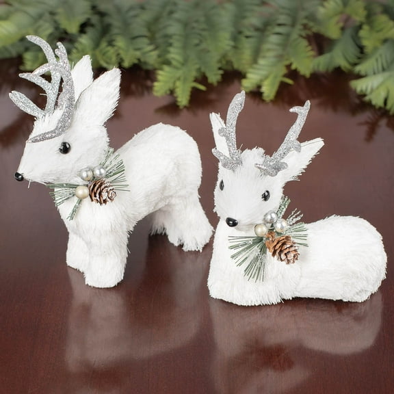 Textured Sisal Reindeer Figurines (Set of 2) for Christmas and Holiday Decorating by Factory Direct Craft