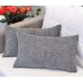 thumbnail image 1 of Textured Small Lumbar Pillow Covers 12 x 20 inch, Heather Grey Set of 2 / Stitched Edge Soft Chenille Cushion Covers/ Modern Farmhouse Pillow Cases for Couch Living Room, 1 of 7