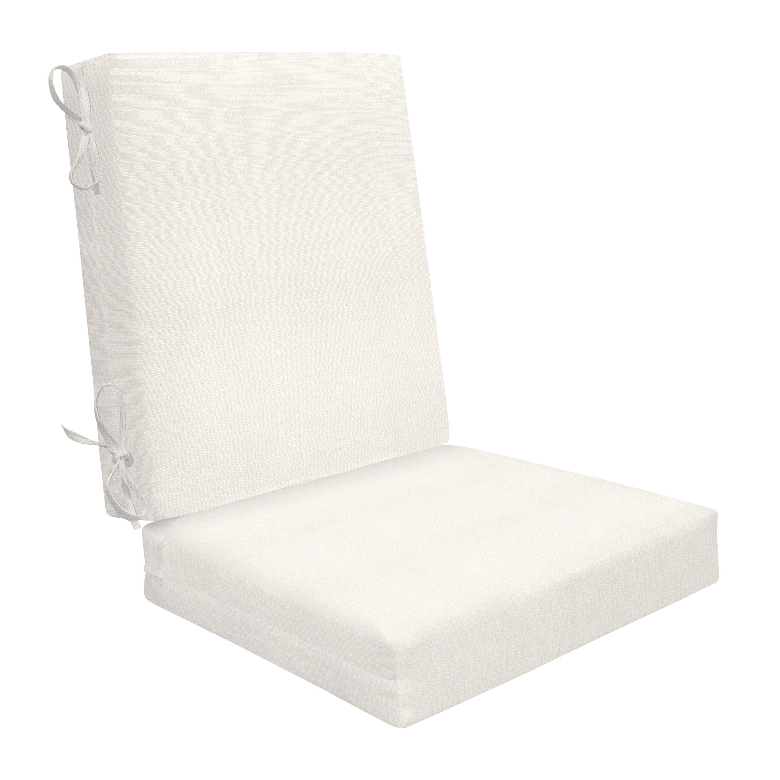 Textured Solid Bone Highback Outdoor Dining Chair Cushion