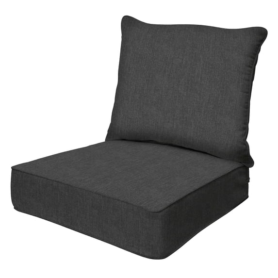 Textured Solid Charcoal Grey Deep Seating Cushion Set