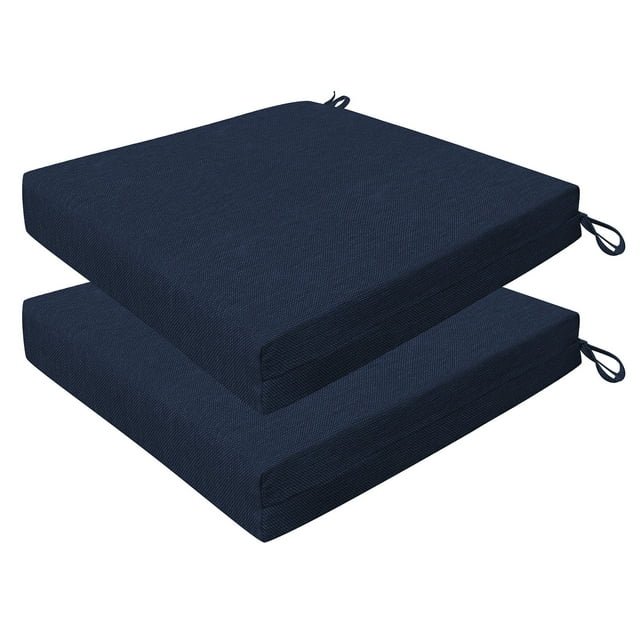Textured Solid Indigo Blue Premium Dining Seat Cushion (2-Pack)