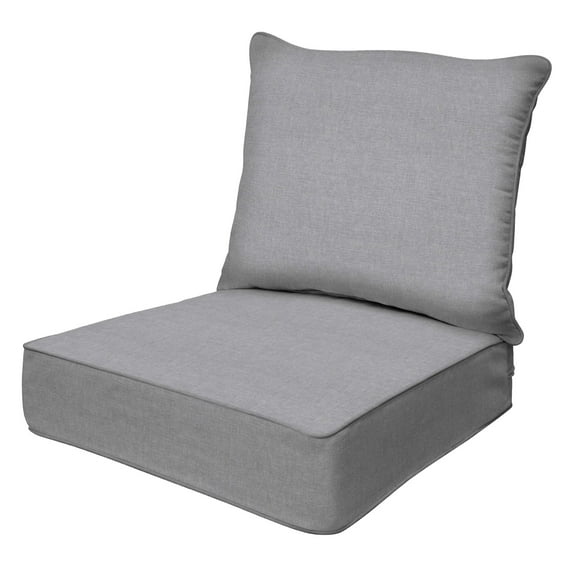 Textured Solid Platinum Grey Deep Seating Cushion Set