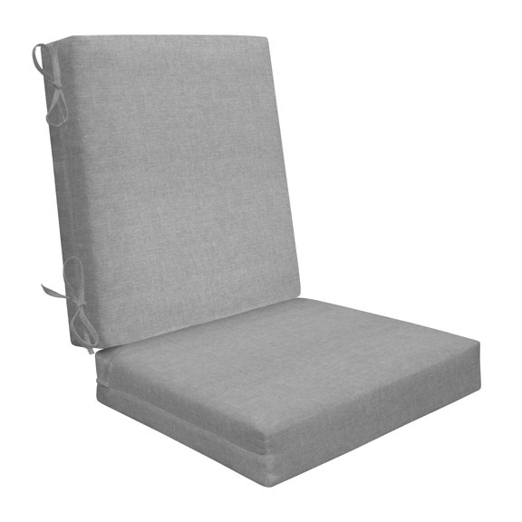 Textured Solid Platinum Grey Highback Dining Chair Cushion