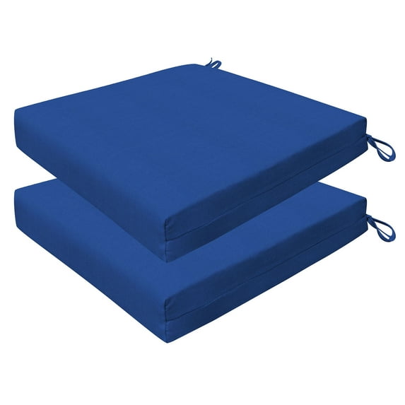 Textured Solid Sapphire Blue Premium Dining Seat Cushion (2-Pack)