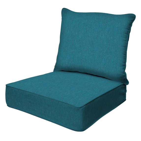 Textured Solid Teal Deep Seating Cushion Set