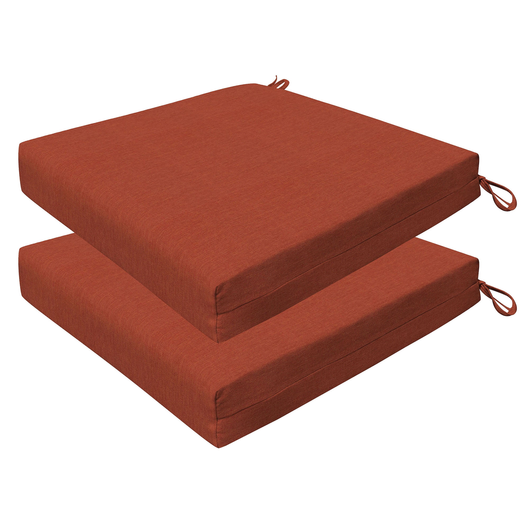 Terracotta Square Polyester Dining Seat Cushions (20" x 20") - Set of 2