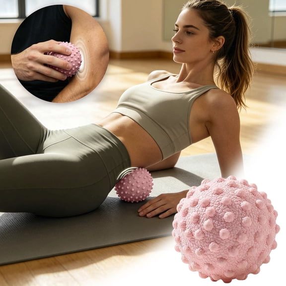 Textured Spiky Tpe Massage Ball Deep Tissue Trigger Point Massager Orb Portable Firm Foam Roller Ball For Workout Recovery Plantar Fasciitis(Pink-5Cm)