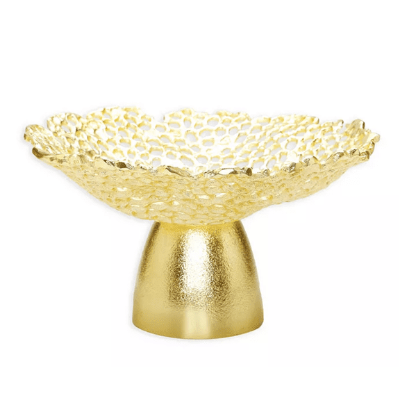 Textured Stemmed Gold Cake Tray