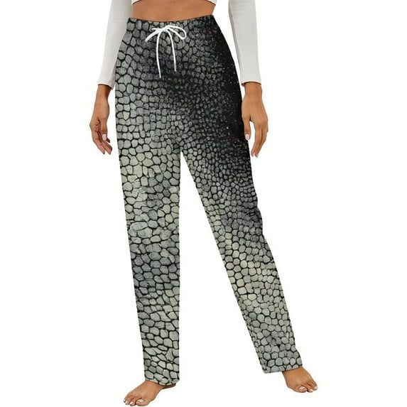 Textured Stone Abstract Grayscale Pattern Winter Female Pants Flannel High Waist Women Pants Lady Warm Straight Leg Plush Trousers