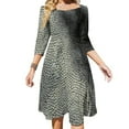 thumbnail image 1 of Textured Stone Abstract Grayscale Pattern Women's 3/4 Sleeve Dresses Elegant A-Line Midi Dress Flare Summer Casual Sundress, 1 of 9