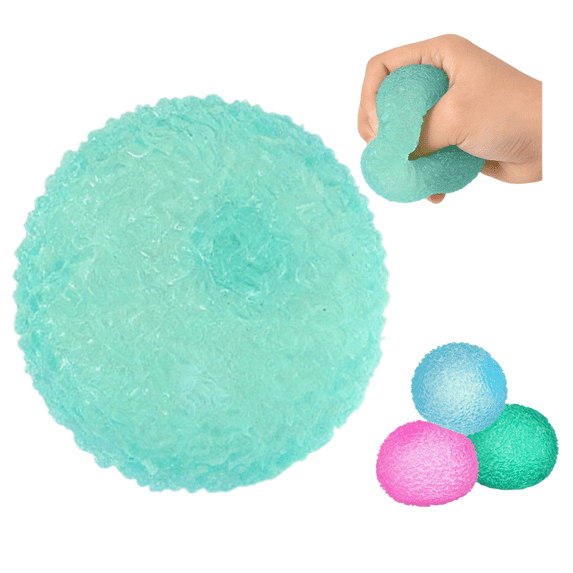 Textured Stress Ball, Soft Green Textured Gel Squeeze Ball, Sensory Fidget Toy for Anxiety Relief Kids Adults, Party Favors Stocking Stuffers Gifts