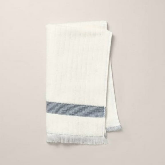 Textured Stripe Terry Bath Towel with Fringe