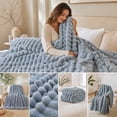 thumbnail image 1 of Textured Striped Throw Blanket | Light Blue - Soft Fuzzy Ribbed Warm Decor Blanket for Couch Sofa Bed, All Season Cozy Plush for Home Office Travel, 1 of 7