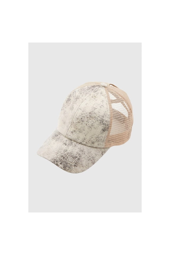 Textured Suede Cap Hat in Ivory