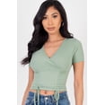 thumbnail image 1 of Textured Surplice Top with Ruched Drawstring, 1 of 9
