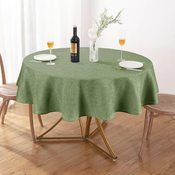 Textured Tablecloth Round 60 Inch Waterproof Spill-Proof Wipeable Table Cloth Wrinkle Free Circle Dining Table Cover for Birthday Farmhouse Outdoor Party Tablecloths up to 44'''' Dia Tables