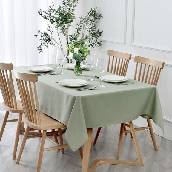 Textured Tablecloth Stain Resistant Waterproof and Wrinkle Resistant Washable Soft Table Cloth, Fabric Table Cover for Dining Room and Outdoor Use, Rectangle 60 x 120 Inch, Sage Green
