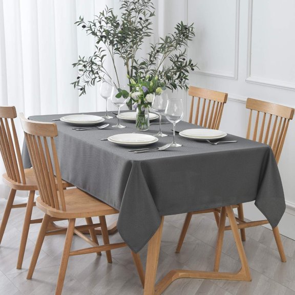 Textured Tablecloth Stain Resistant Waterproof and Wrinkle Resistant Washable Table Cloth, Fabric Table Cover for Dining Room and Outdoor Use, Rectangle 60 x 120 Inch, Charcoal