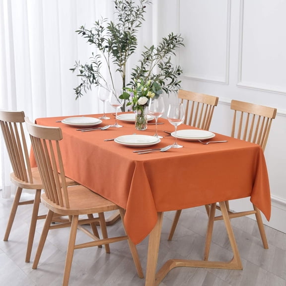 Textured Tablecloth Stain Resistant Waterproof and Wrinkle Resistant Washable Table Cloth, Thanksgiving Fabric Table Cover for Dining Room and Outdoor Use, Rectangle 60 x 120 Inch, Rust
