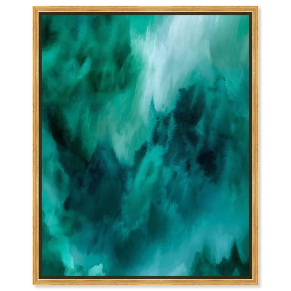 Textured Teal I Canvas Teal Abstract Art by Art Remedy, Gold Frame, 16 x 20