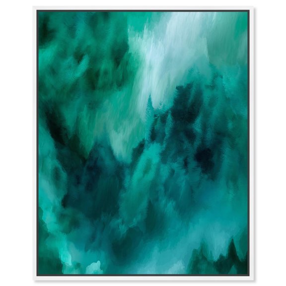 Textured Teal I Canvas Teal Abstract Art by Art Remedy, White Frame, 36 x 45