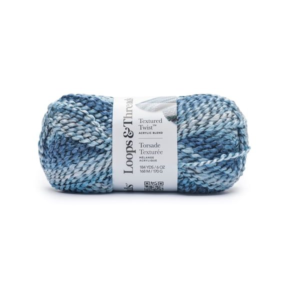 Textured Twist Yarn by Loops & Threads - Yarn for Knitting - Crochet - Weaving - and Arts & Crafts - Blue Yonder - Acrylic Blend - 6 oz