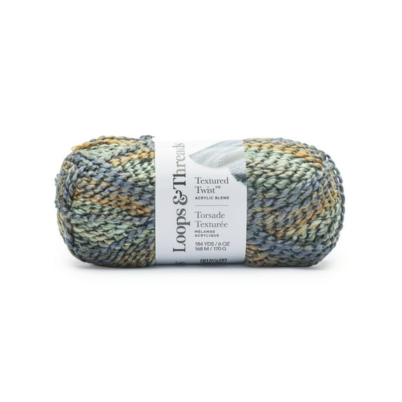 Textured Twist Yarn by Loops & Threads - Yarn for Knitting - Crochet - Weaving - and Arts & Crafts - Multi - Acrylic Blend - 6 oz