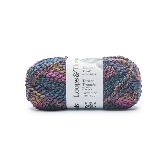 Textured Twist Yarn by Loops & Threads - Yarn for Knitting - Crochet - Weaving - and Arts & Crafts - Multi - Acrylic Blend - 6 oz