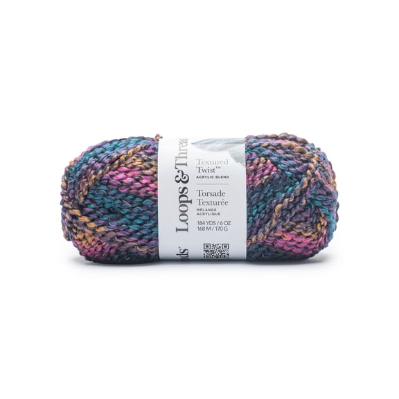 Textured Twist Yarn by Loops & Threads - Yarn for Knitting - Crochet - Weaving - and Arts & Crafts - Multi - Acrylic Blend - 6 oz