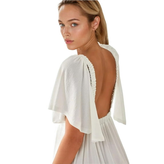 Textured V-Neck A-Form Maxi Dress