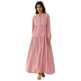 thumbnail image 1 of Textured V-Neck Maxi Dress with Button Detail, 1 of 6