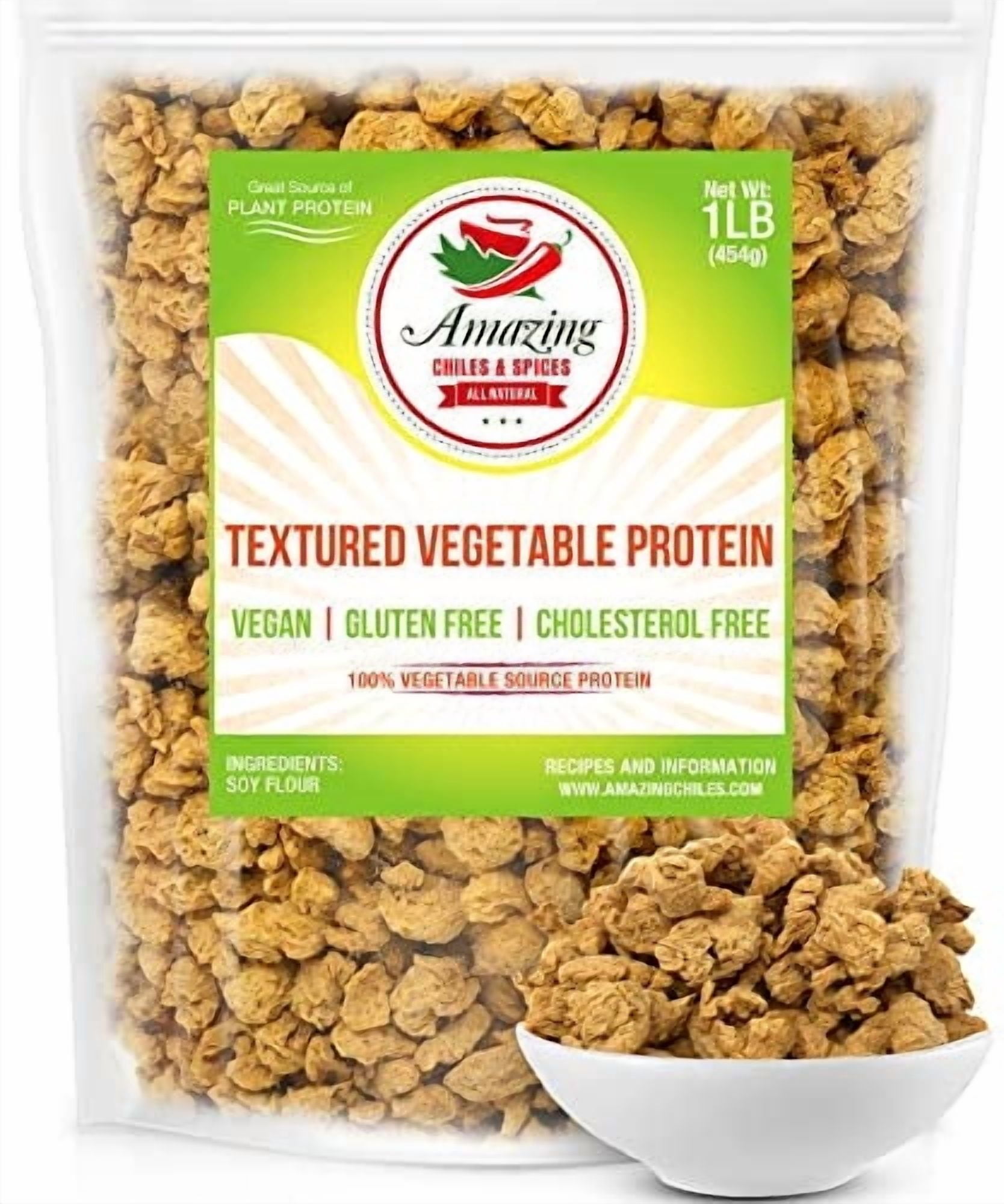 Protein Chunks Textured Vegetable Protein (TVP), 1 lb. Bag. All Natural Plant Based ...