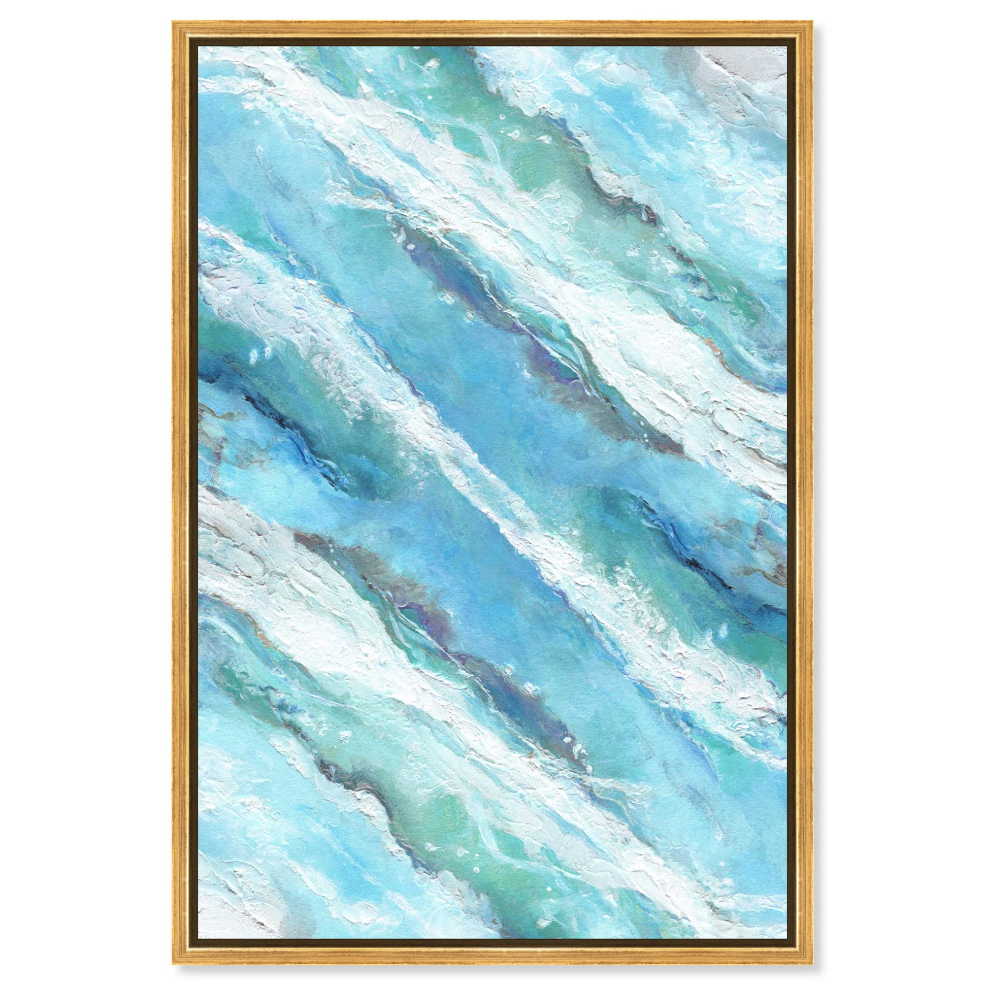 Textured Waves Canvas Print Coastal Bathroom Art by Art Remedy, Gold ...