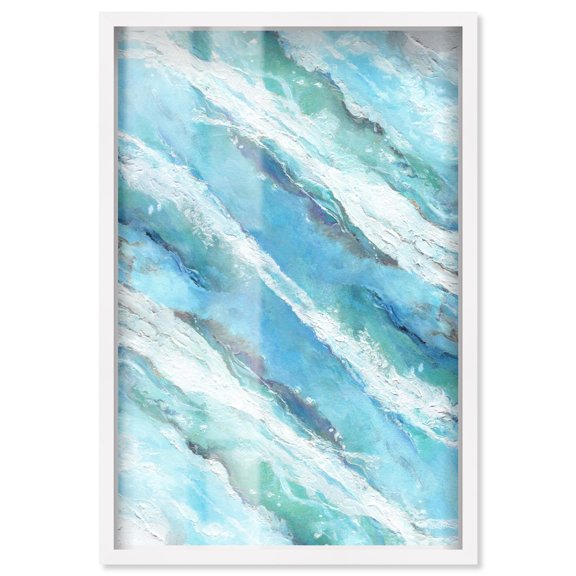 Textured Waves Shadowbox Print Coastal Bathroom Art by Art Remedy, White Frame, 20 x 30