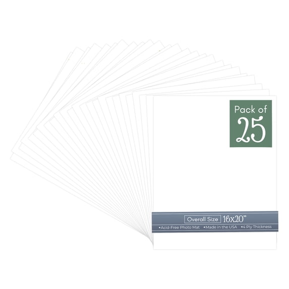 Textured White 16x20 Uncut Art Mat Board - No Opening - 25 Mats