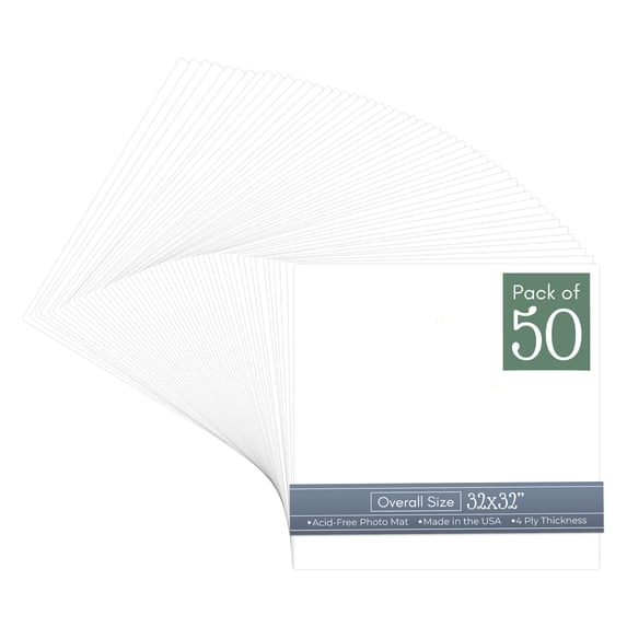 Textured White 32x32 Uncut Art Mat Board - No Opening - 50 Mats
