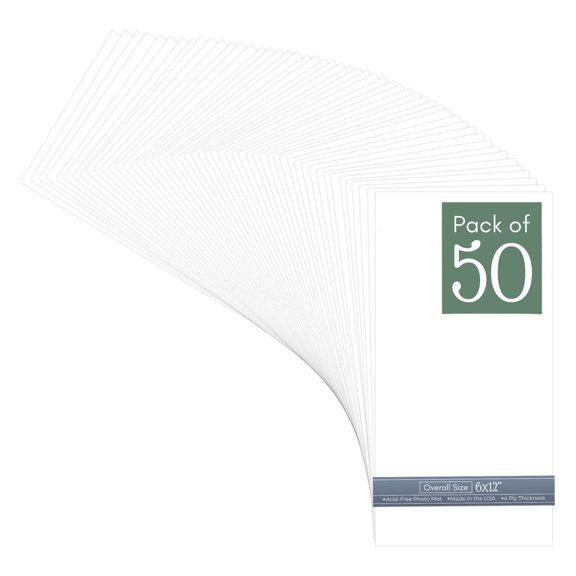 Textured White 6x12 Uncut Art Mat Board - No Opening - 50 Mats