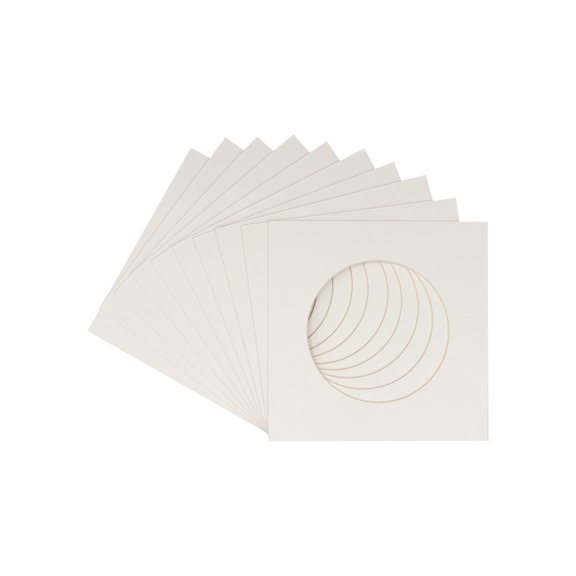 Textured White Acid Free 7x7 Cirlce Picture Frame Mat with White Core Bevel Cut for 5x5 Pictures -