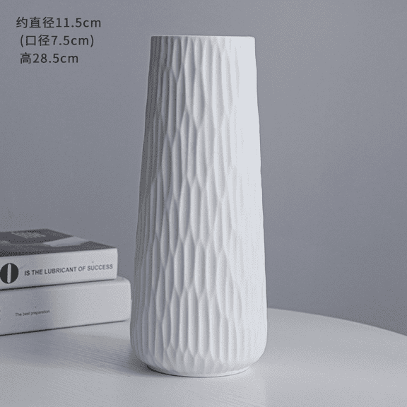 Textured White Ceramic Vase 11.2 in / 28.5 cm, Large Decorative Flower Vase, Handmade Nordic Ins Style Pampas Grass Vase, Modern Rustic Farmhouse Vase for Home Decor, Wedding, Events