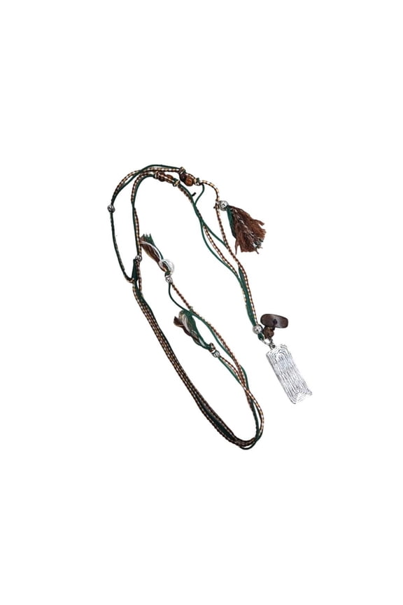 Textured Wood Block Pendant Jewelry Handmade Multicolor Rope Chain And Customizable Length Designs Neckchain