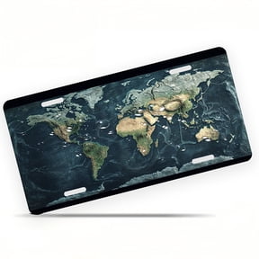 Textured World Map Funny Personalized License Plate Rust-proof Stainless Steel Metal License Plate Suitable For Men And Women 12.2" x 6.2"