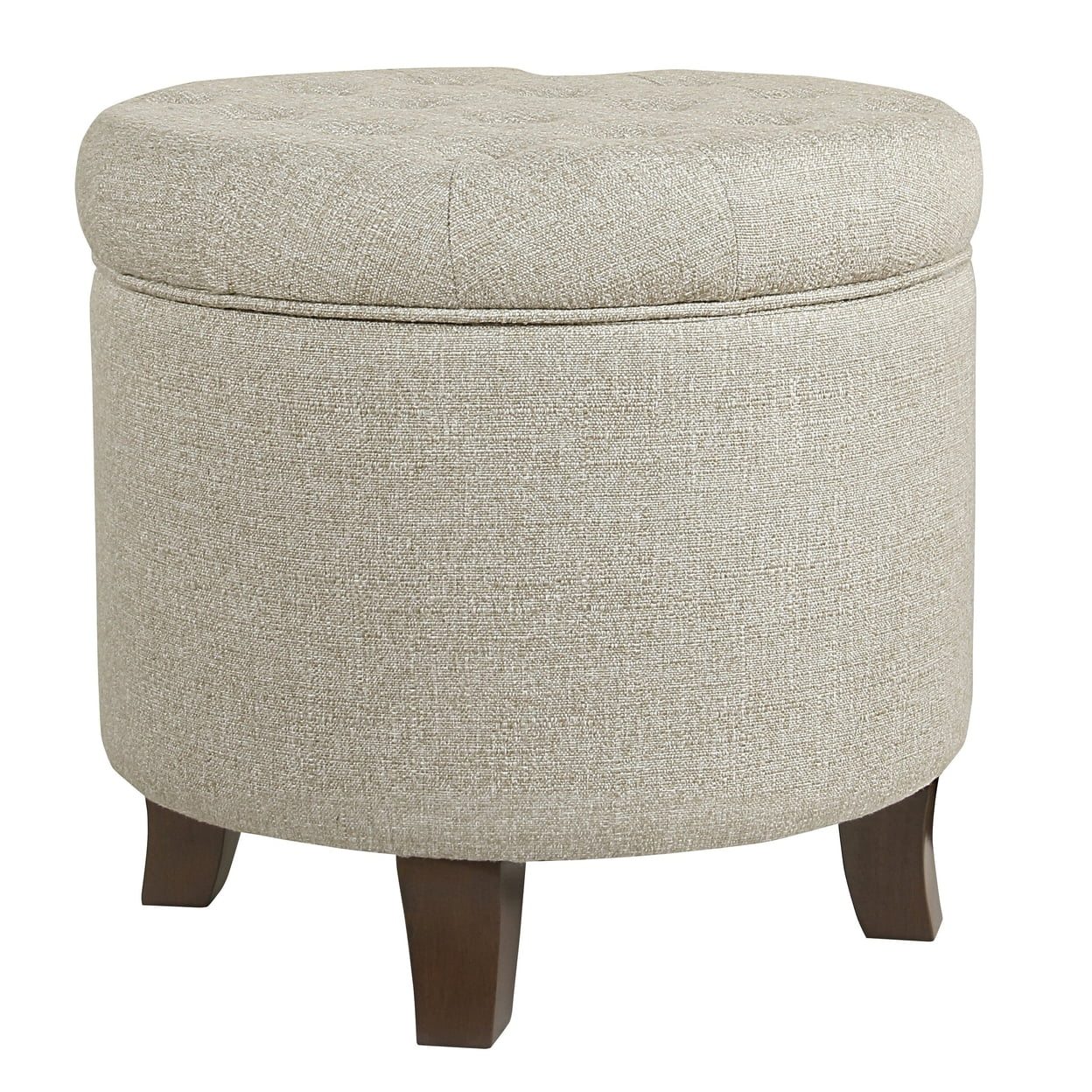 Textured Woven Fabric Upholstered Round Ottoman with Lift Top Storage ...