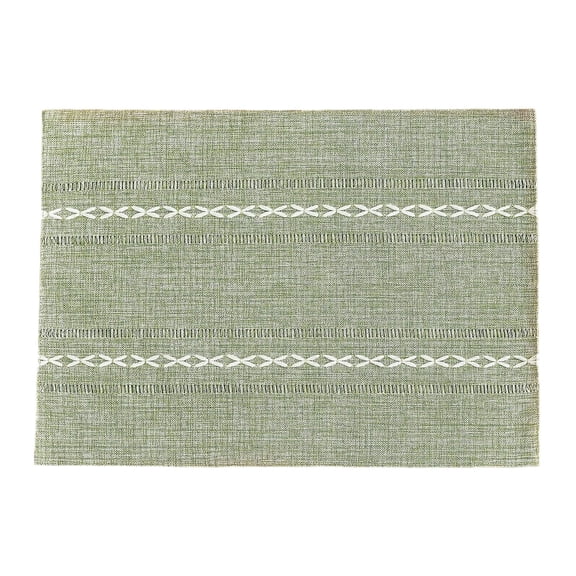 Textured Woven Placemats, 19.69X11.81" Striped Table Mats, Washable Fabric Table Linens, Rustic Dining Table Decor, Dinner Table Pads, Farmhouse Table Accessories for Indoor Meals, Family Gatherings