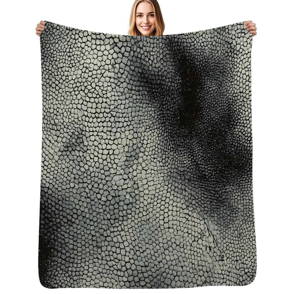 Textured stone abstract grayscale pattern Flannel Blanket Warm Soft Bedding Throws Winter Camping Chair Sofa Bed